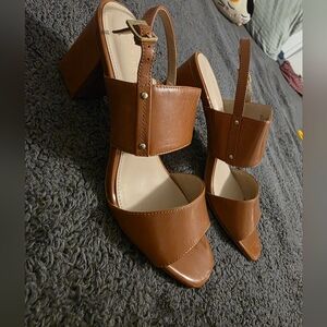 Calvin Klein Tan Block Heel Sandals